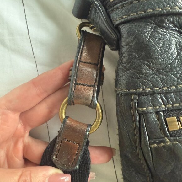 FOSSIL Tote Explorer Black Leather Crossbody Handbag - Picture 7 of 12